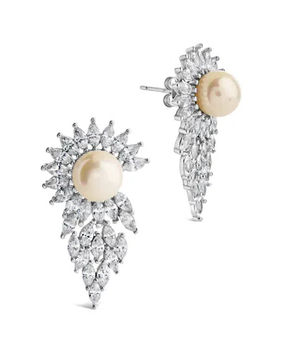 Sterling Forever Rhianna Imitation Pearl & Cubic Zirconia Statement Earrings