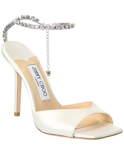 Jimmy Choo Saeda 100 Crystal-embellished Satin Sandals In White