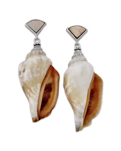Samuel B. Silver Shell Earrings In Brown
