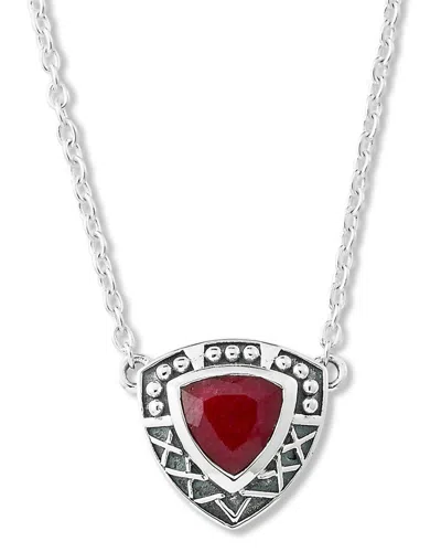 Samuel B. Silver 1.78 Ct. Tw. Ruby Necklace In Metallic
