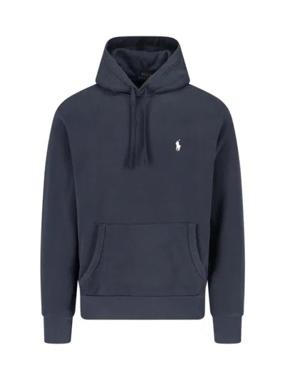 Polo Ralph Lauren Hooded Sweatshirt Kangaroo Pocket In Blue