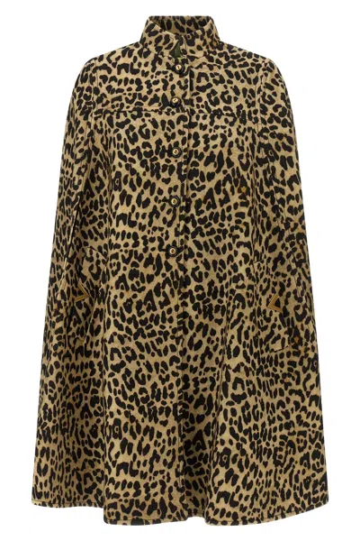 Valentino Womens Animalier Leopard Relaxed-fit Wool Cape In Brown