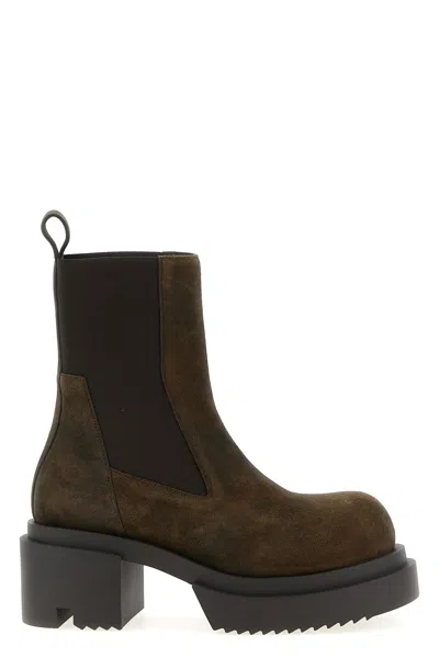 Rick Owens Platform Boots With Elastic Strap In Brown