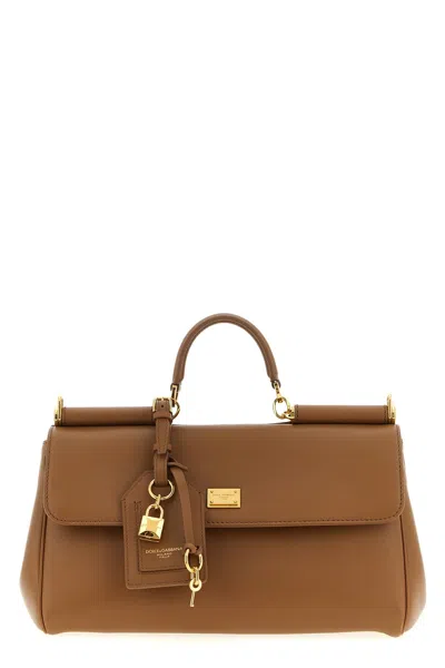 Dolce & Gabbana My Sicily Leather Shoulder Bag In Brown