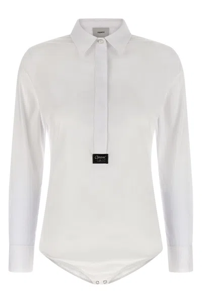 Coperni Bodysuit Collar Pointed Long Sleeves In White