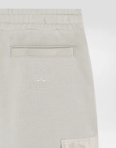 Dolce & Gabbana Dg Embossed Logo Fleece Trousers In Gray
