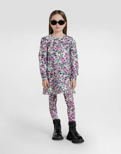Dolce & Gabbana Violets-print Dress In Animal Print