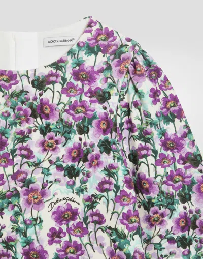 Dolce & Gabbana Violets-print Dress In Animal Print