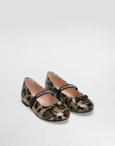 Dolce & Gabbana Ballet Flats In Printed Shiny Calfskin In Multi