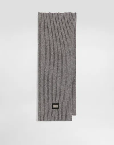 Dolce & Gabbana Ribbed Knit Scarf In Gray