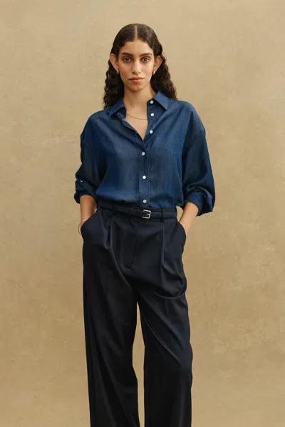 A Days March Savona Denim Lyocell Shirt In Blue