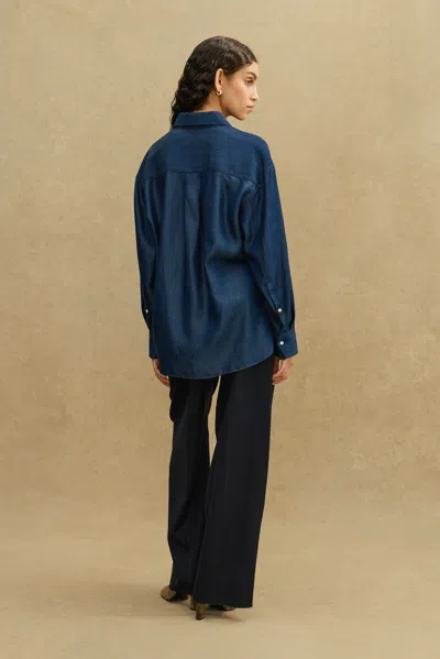 A Days March Savona Denim Lyocell Shirt In Blue