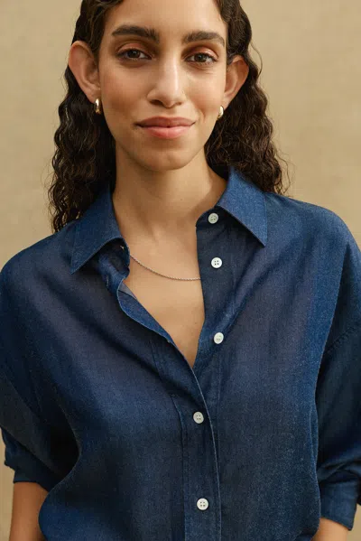 A Days March Savona Denim Lyocell Shirt In Blue