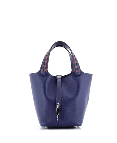 Pre-owned Pre-owned Hermes  Hermes Pm Picotin Lock Bag Tressage Epsom