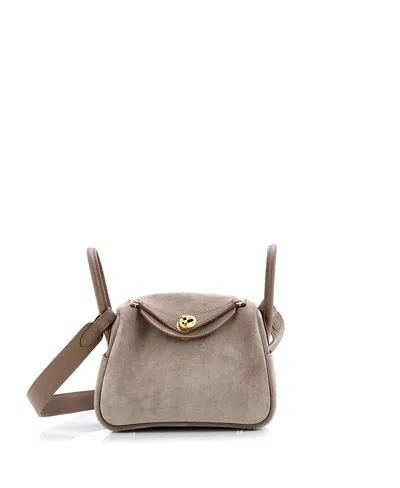Pre-owned Pre-owned Hermes  Hermes Mini Lindy Bag Grizzly And Swift In Gray