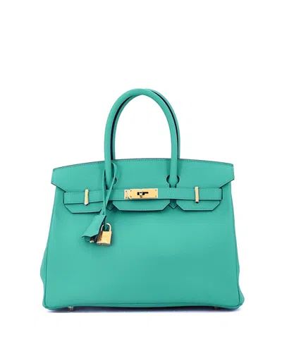 Pre-owned Pre-owned Hermes  Hermes Birkin 30 Handbag Green Epsom With Gold Hardware