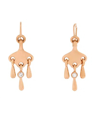 Pre-owned Pre-owned Hermes  Hermes Filet D'or Earrings 18k Rose Gold And Diamond In Pink