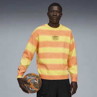 Puma Ombre-effect Logo-patch Sweater In Yellow