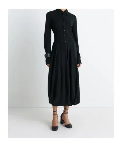 Lemaire High Waist Midi Pleated Balloon Skirt In Black