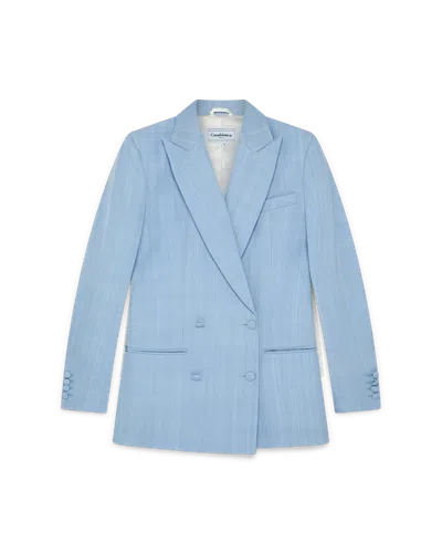 Casablanca Paris Double Breasted Tailored Blazer In Blue