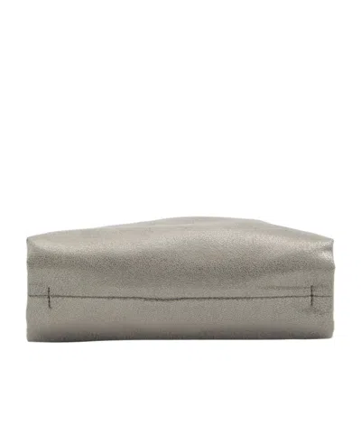 Stella Mccartney Falabella Metallic Crossbody Bag With Chain-link Shoulder Strap And Logo Charm On The Front In Ecole In Gray