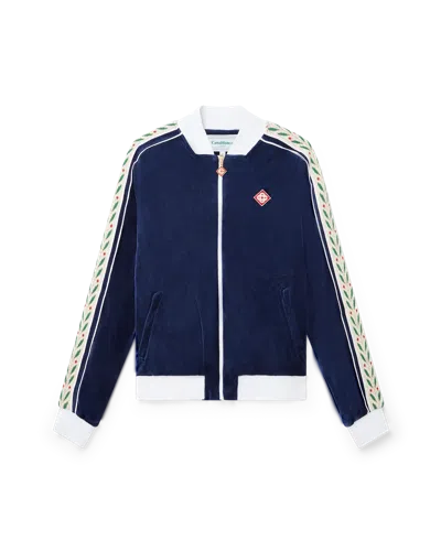 Casablanca Paris Laurel Velour Track Jacket In Blue
