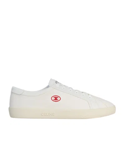 Celine Men Lou Low-top Lace-up Sneaker With Triomphe Application In Canvas And Calfskin In Animal Print