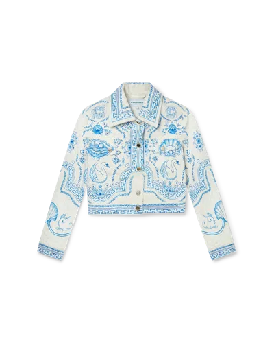 Casablanca Paris Plat A Dessert Classic Printed Denim Jacket In Multi