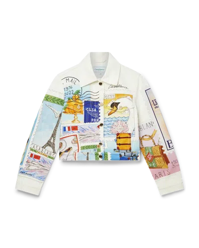 Casablanca Paris Souvenirs De Vacances Classic Printed Denim Jacket In Multi