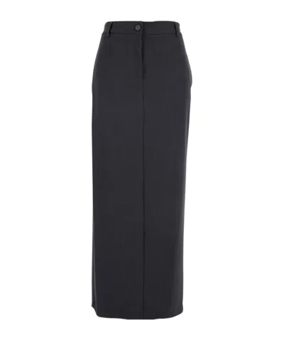 Twinset Tailored Midi Skirt With Button Closure In Gray