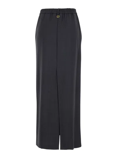 Twinset Tailored Midi Skirt With Button Closure In Gray