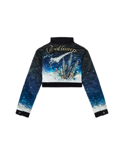 Casablanca Paris Vol De Nuit Quilted Cropped Jacket In Multi