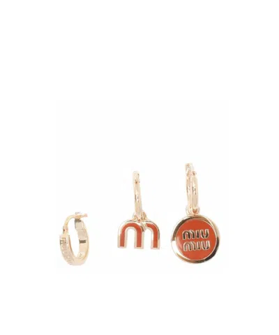 Miu Miu Three-piece Logo Earring Set In Multi