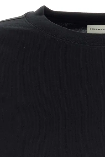 Dries Van Noten Crew Neck Long Sleeves Plain T-shirt In Black