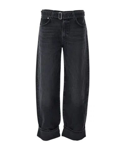 Agolde Fran Low Slung Straight Jeans In Black