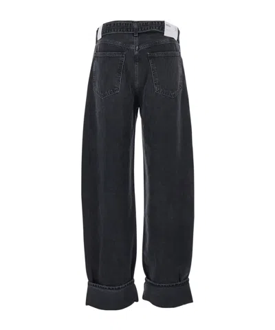 Agolde Fran Low Slung Straight Jeans In Black