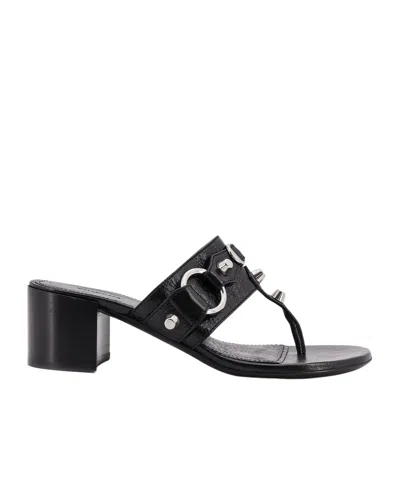 Balenciaga Thong Sandals Block Heel In Black