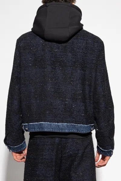 Dsquared2 Chain-trimmed Tweed Jacket In Blue