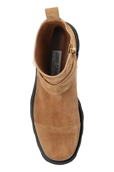 Jimmy Choo Ankle Boots With Lug Sole And Round Toe In Brown