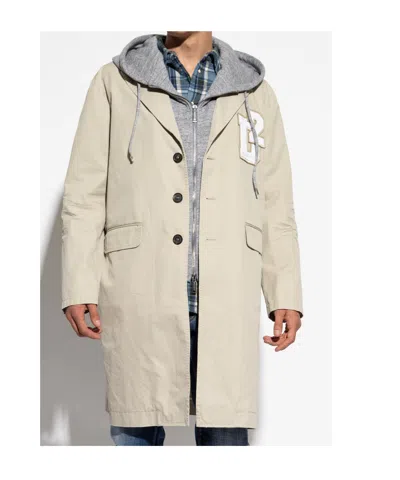 Dsquared2 Hooded Coat With Drawstring And Pockets In Multi