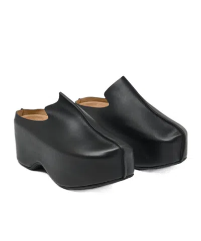 Jw Anderson Leather Slide Platform Clogs In Black