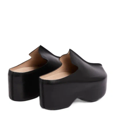Jw Anderson Leather Slide Platform Clogs In Black