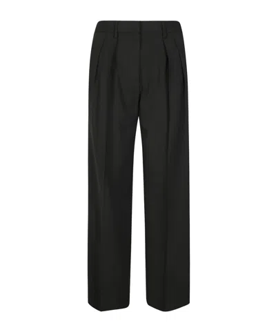 Forte Forte High-waisted Tailored Trousers In Wool And Viscose Blend In Black