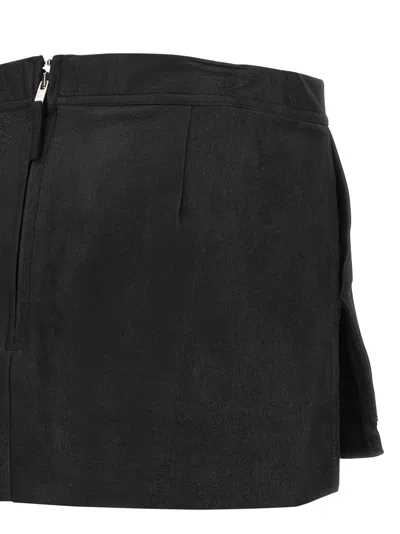 Rick Owens Layered Side Slit Mini Skirt In Black