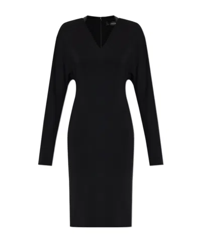 Versace V-neck Long-sleeve Mini Dress In Black