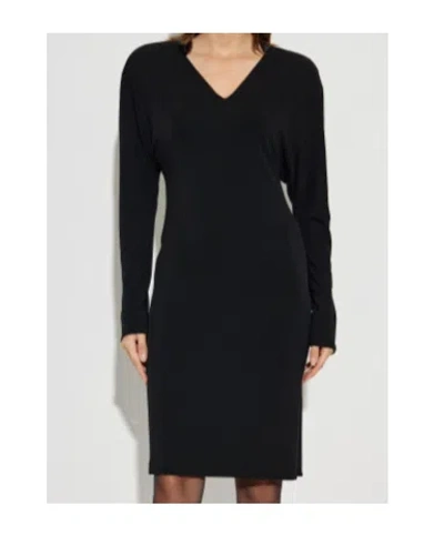 Versace V-neck Long-sleeve Mini Dress In Black