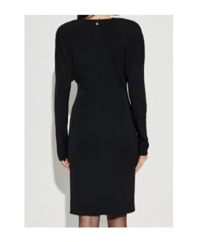 Versace V-neck Long-sleeve Mini Dress In Black