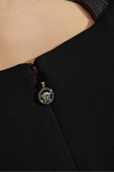 Versace V-neck Long-sleeve Mini Dress In Black