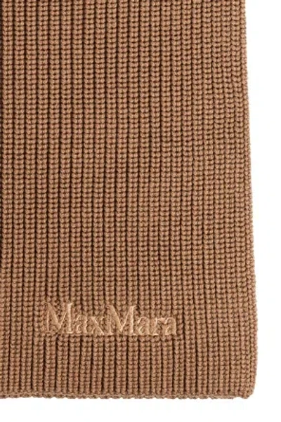Max Mara Orsola Wool Ribbed Neckwarmer In Brown