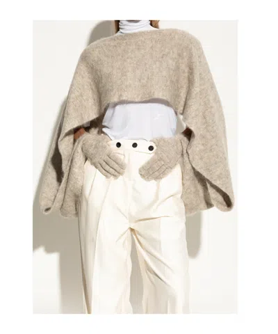 Moschino Rectangular Scarf And Gloves Set In Gray